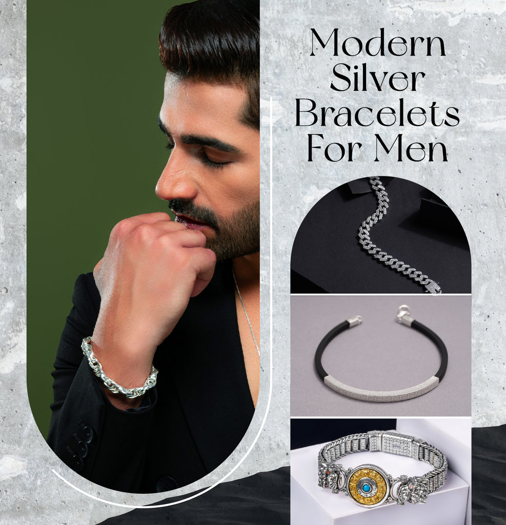 Silver Bracelet for Men's | Imported Black Stone Bracelet | Silveradda