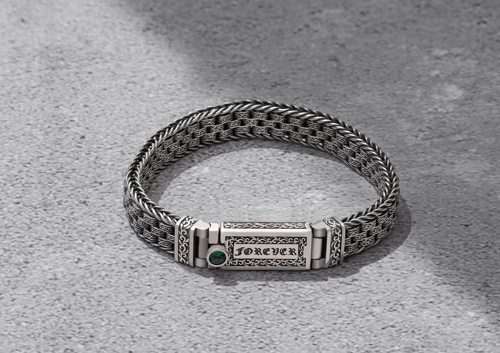 Men's Silver Bracelet | Elephant Face Design | Oxidised Silver Bracelet