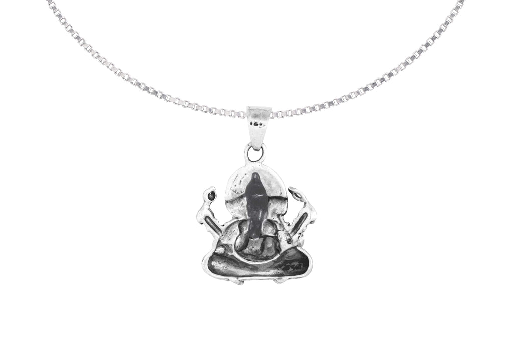 Seated Ganeshji Pendant In Silver By Orionz Jewels