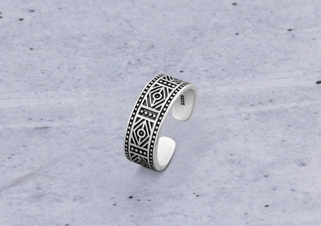 Tribal Carved Ring In Oxidised Silver By Orionz Jewels