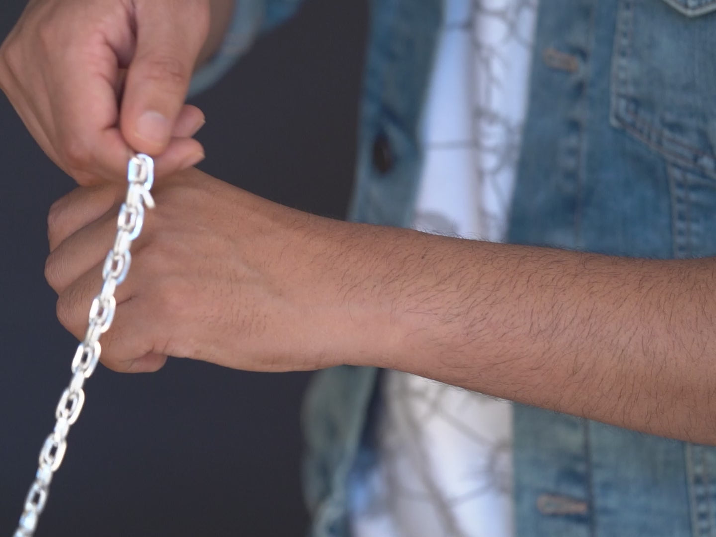 Textured Dual Link Silver Bracelet For Men By Orionz Jewels