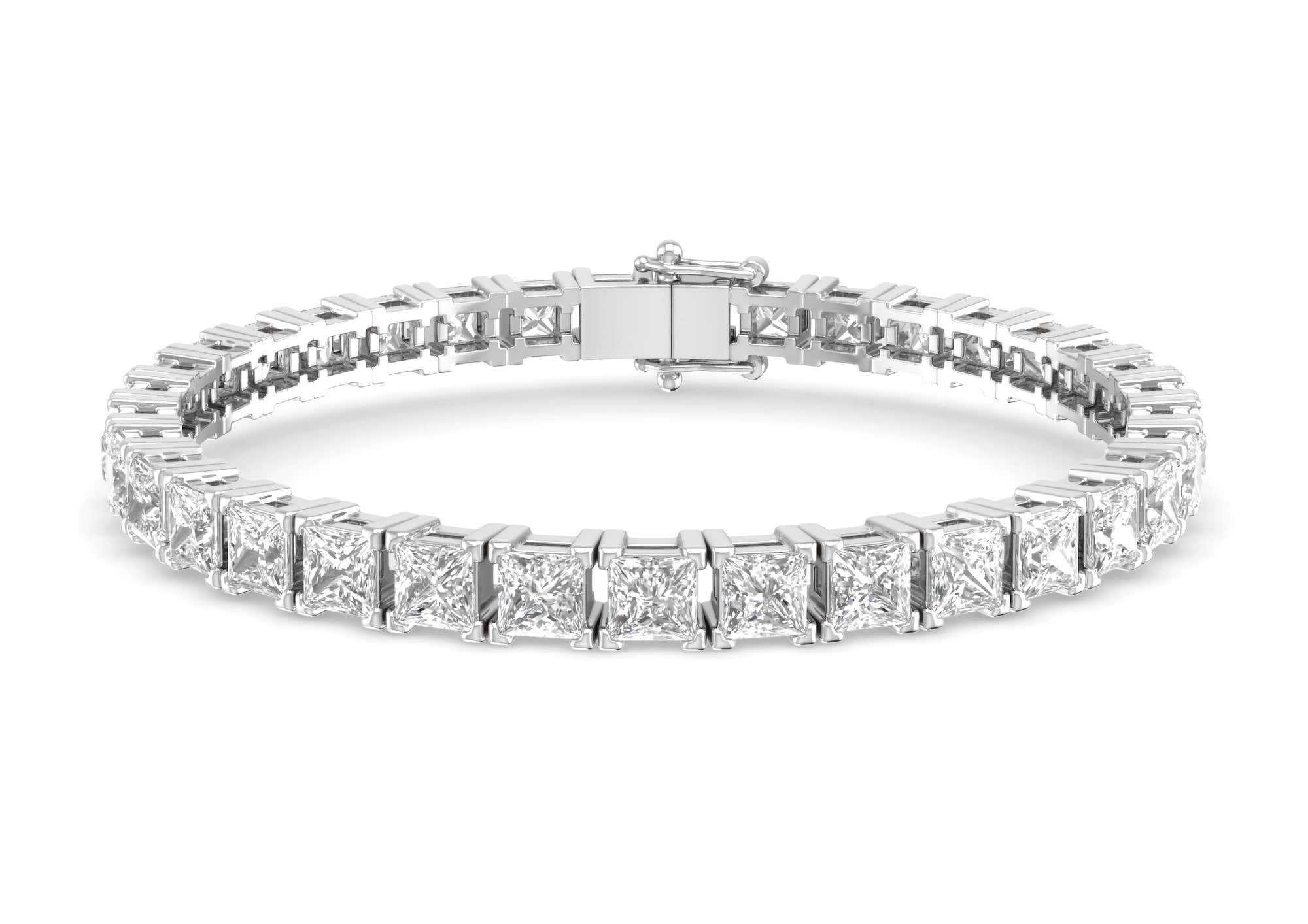 Jewelry Masters : 7.54 Carat Box Shape Princess Diamond Tennis Bracelet  [491-BW] - $6495.00 (13000.00)
