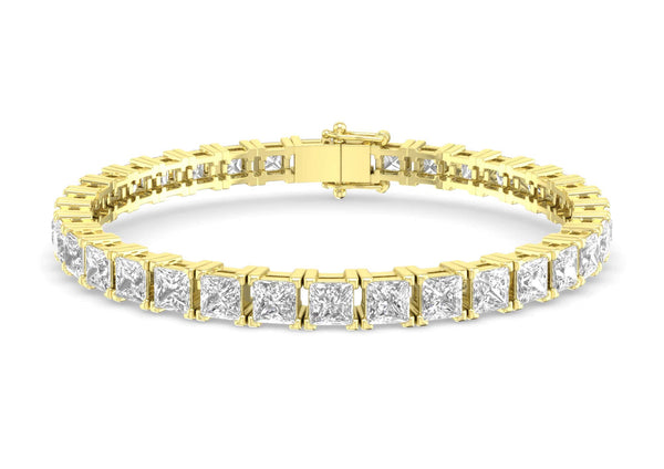 Real Diamond & Yellow Gold Plated 925 Solid Sterling Silver Bracelet for  Your Love